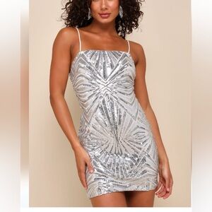 Lulu's Glittering Silver Sequin Mini Dress